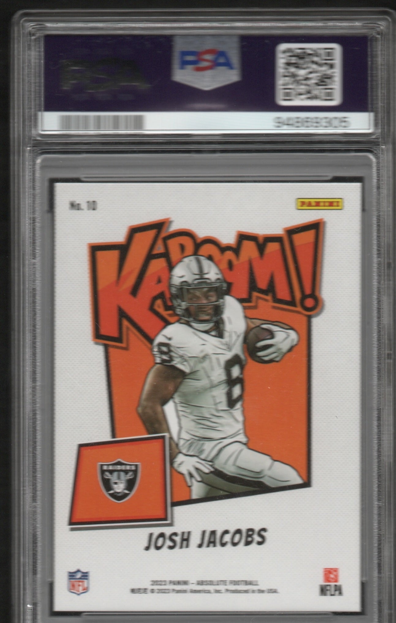 2023 Panini Absolute Josh Jacobs Kaboom Horizontal PSA 10