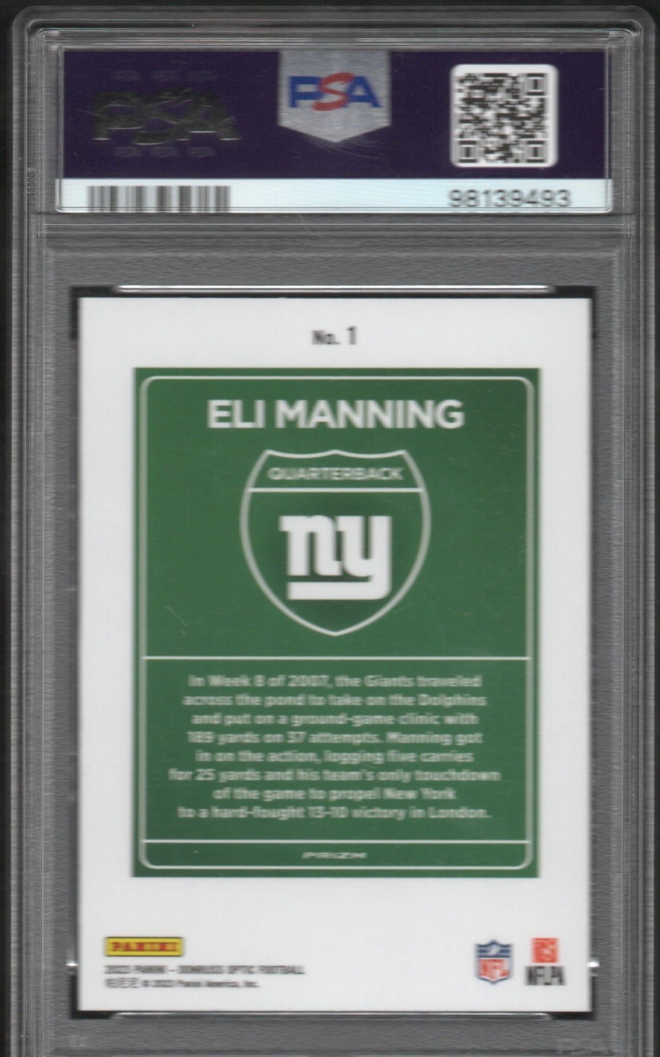 2023 Donruss Optic Eli Manning International Downtown #1 PSA 10